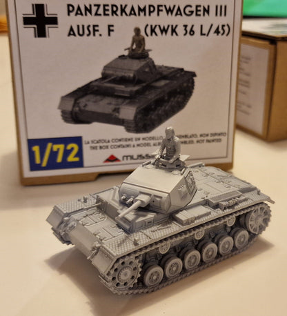 Panzerkampfwagen III Ausf. F - 1/72 scale resin model kit, 3D printed