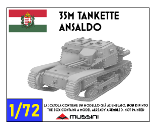 35M Ansaldo 1:72 - Resin-Bausatz einer ungarischen Tankette aus dem 3D-Drucker