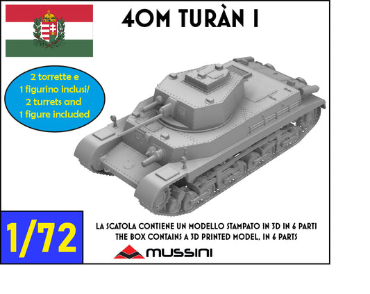 40M Turan I 1/72 - Kit modellismo carro ungherese in resina stampa 3D