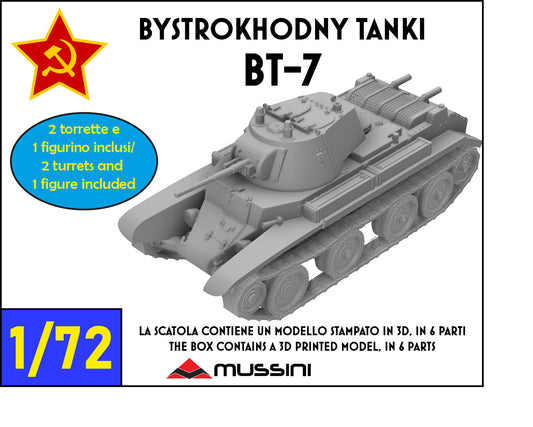 BT-7 Bystrokhodny Tank 1/72 - Kit modellismo sovietico in resina stampa 3D