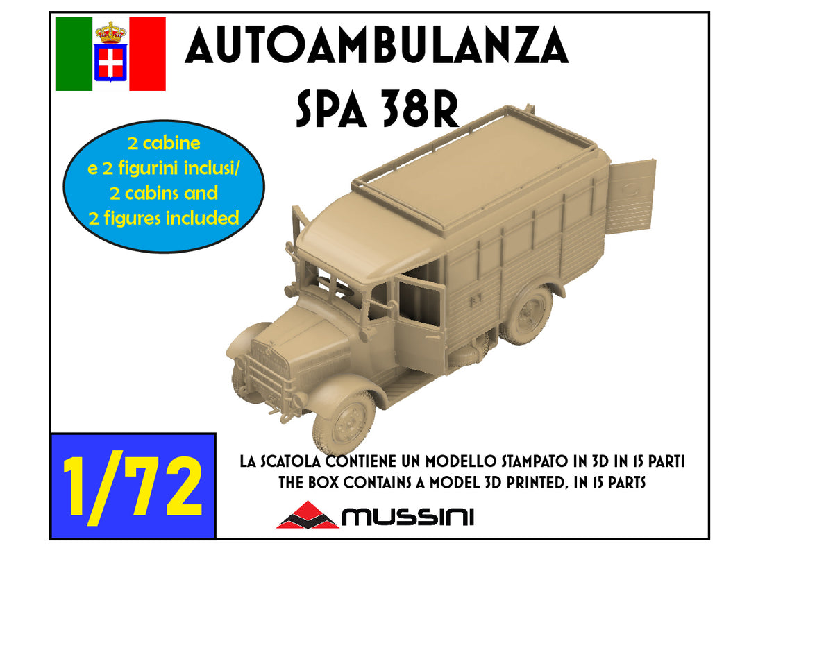 Sanitätswagen SPA 38R 1:72 - Militär-Resin-Bausatz aus dem 3D-Drucker