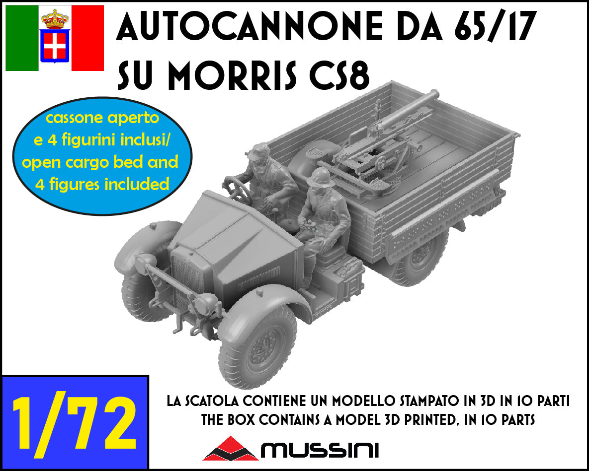 Autocannone da 65/17 su CS8 Morris 1/72 - Maquette résine impression 3D
