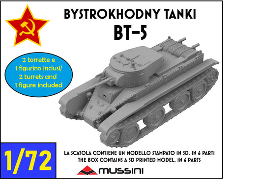 BT-5 Bystrokhodny Tank 1/72 - Kit modellismo sovietico in resina stampa 3D