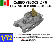 Carica l'immagine nel visualizzatore di Gallery, Carro Veloce L3/35 - IV btn C.C. Libia 1940-41 - Scala 1/72 - 1 item
