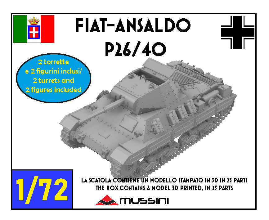Fiat-Ansaldo P26/40 1:72 - Italienischer Panzer, Resin-Bausatz aus dem 3D-Drucker