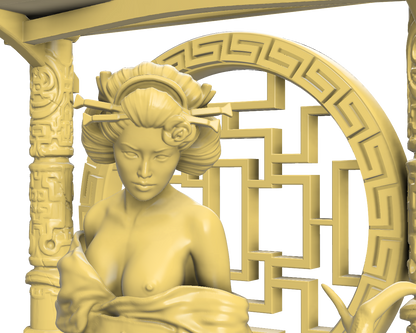 Geisha at the Temple - 75mm resin figure kit to assemble and paint