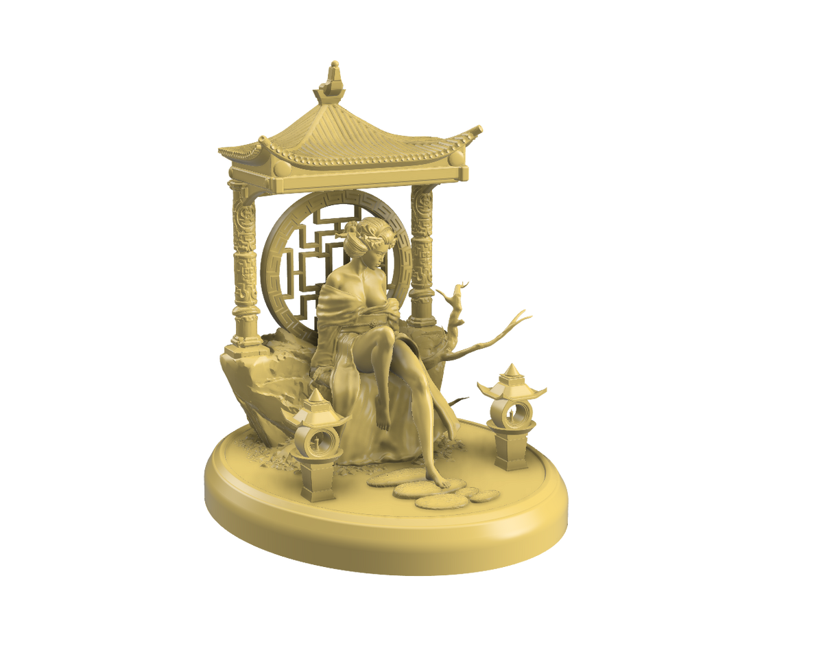 Geisha at the Temple - 75mm resin figure kit to assemble and paint