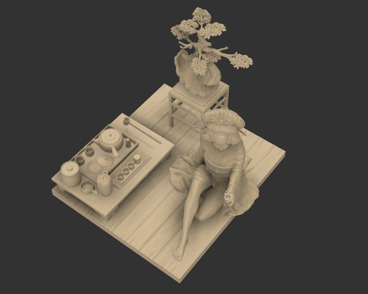 Geisha bei der Teezeremonie - 75-mm-Figur aus Resin zum Zusammenbauen und Bemalen