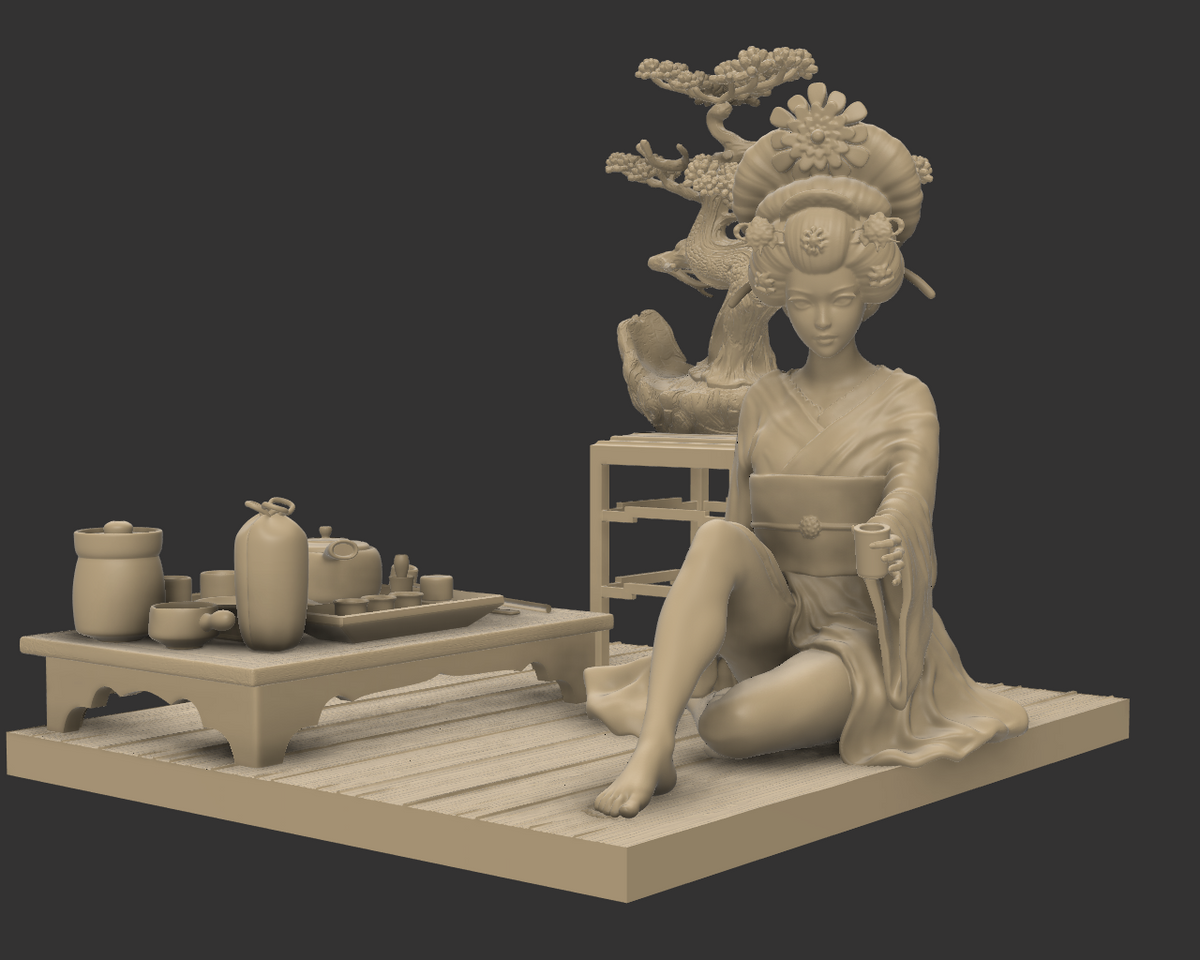Geisha bei der Teezeremonie - 75-mm-Figur aus Resin zum Zusammenbauen und Bemalen