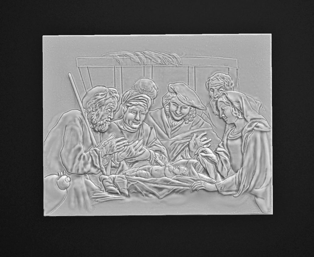 Geburt Christi - Von Hand gegossenes Keramik-Flachrelief zum Bemalen
