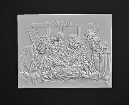 Geburt Christi - Von Hand gegossenes Keramik-Flachrelief zum Bemalen