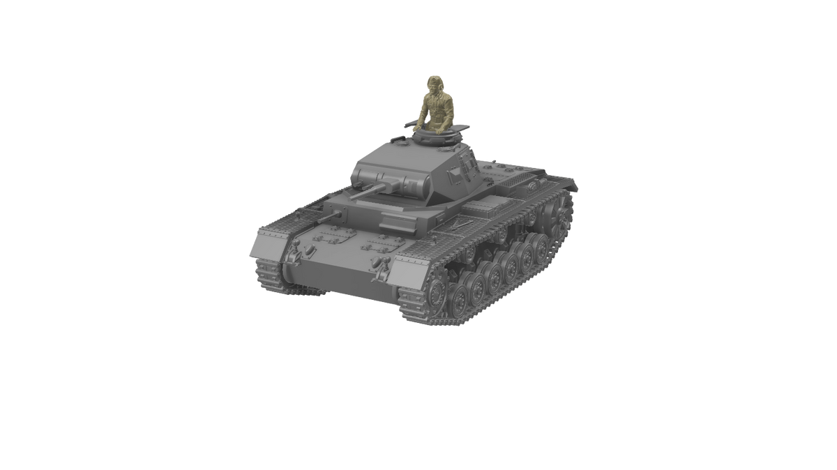 Panzerkampfwagen III Ausf. F - 1/72 scale resin model kit, 3D printed