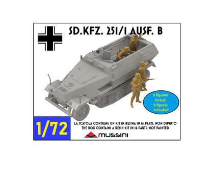 Sd.Kfz. 251/1 Ausf. B 1:72 - Resin-Bausatz aus dem 3D-Drucker mit 5 Figuren