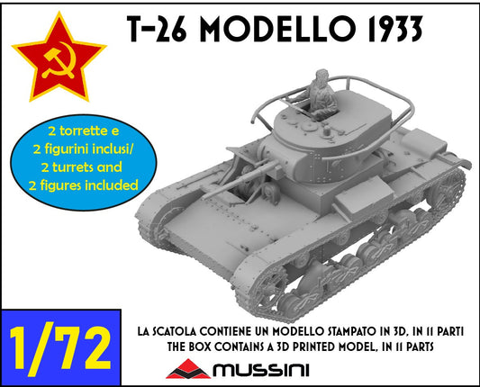T-26 Modell 1933 Befehlspanzer 1:72 - Sowjetischer Resin-Bausatz im 3D-Druck