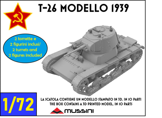 T-26 Modello 1939 1/72 - Kit modellismo sovietico in resina stampa 3D