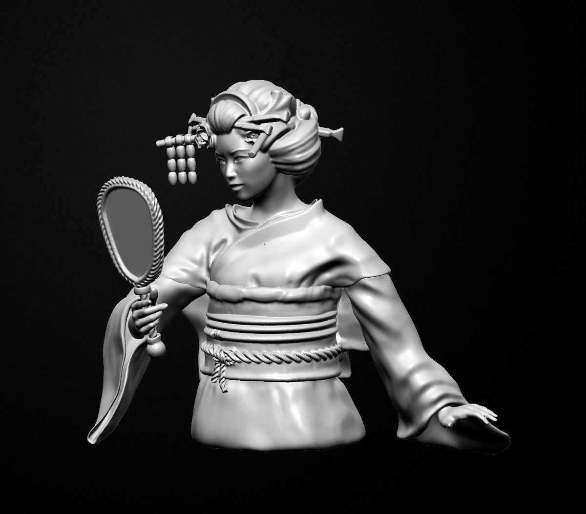Geisha vor dem Spiegel - Resin-Büste im Maßstab 1:10 zum Zusammenbauen und Bemalen