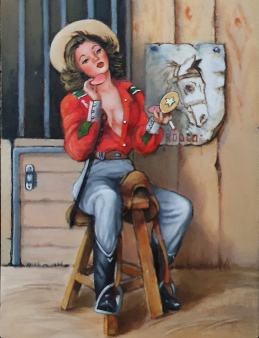 Pin-up Puder - Keramik-Flachrelief, von Hand gegossen, zum Bemalen