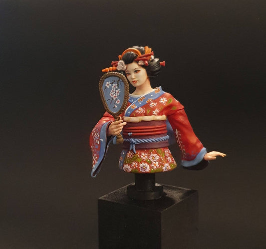Geisha vor dem Spiegel - Resin-Büste im Maßstab 1:10 zum Zusammenbauen und Bemalen