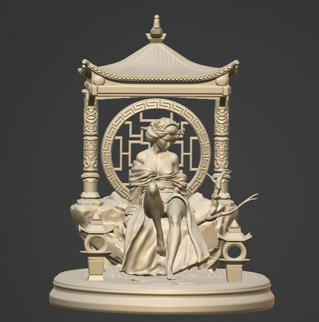 Geisha at the Temple - 75mm resin figure kit to assemble and paint