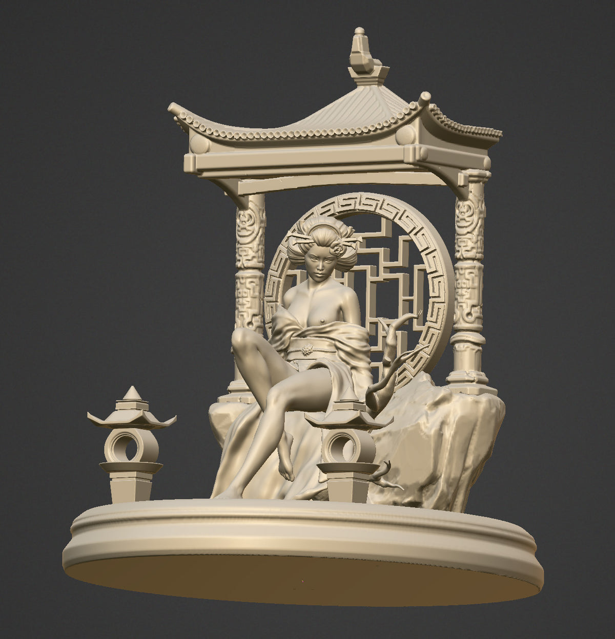 Geisha at the Temple - 75mm resin figure kit to assemble and paint