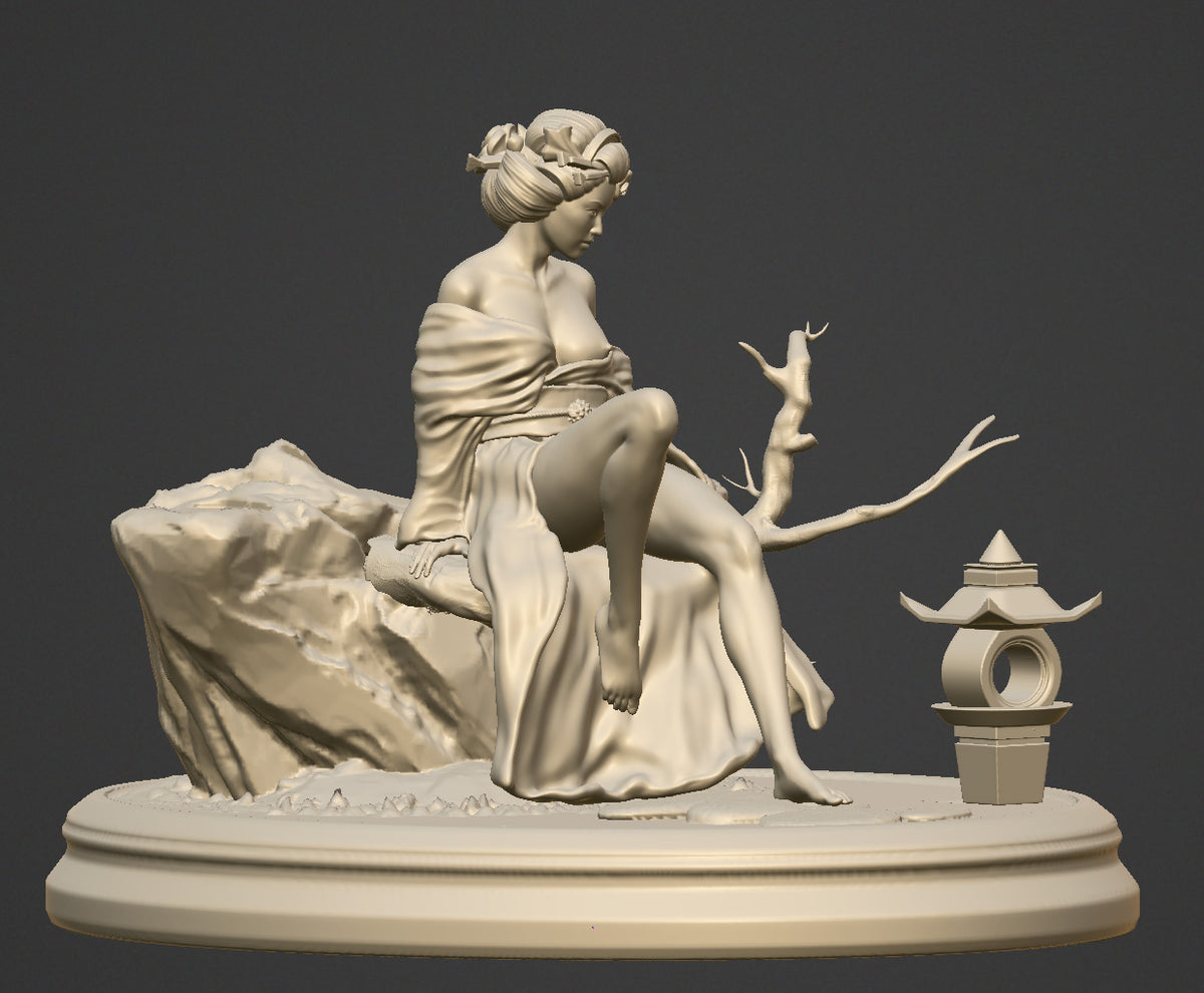 Geisha at the Temple - 75mm resin figure kit to assemble and paint