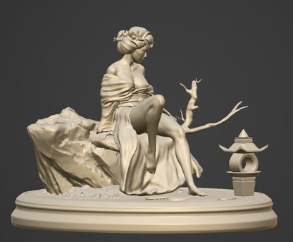 Geisha at the Temple - 75mm resin figure kit to assemble and paint