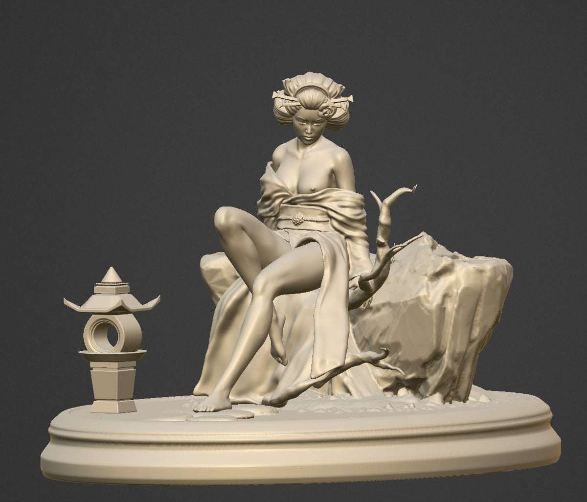 Geisha at the Temple - 75mm resin figure kit to assemble and paint