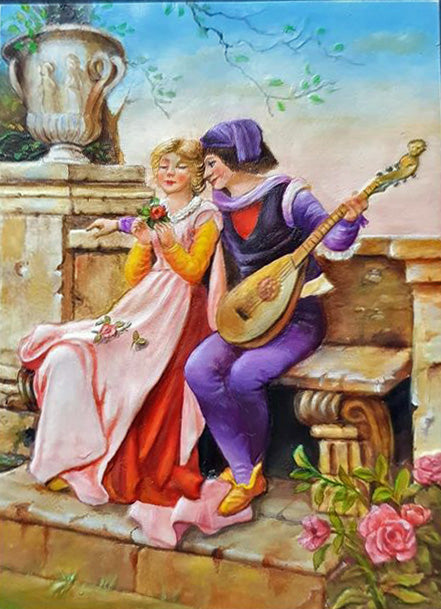 Sonata galante - Handgegossenes Flachrelief aus Keramik zum Bemalen