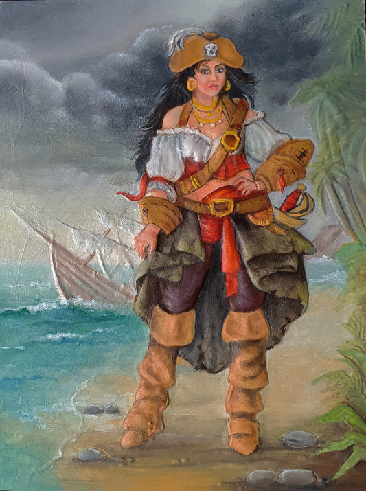 Anne Bonny - Flachrelief aus Keramik, von Hand gegossen, zum Bemalen