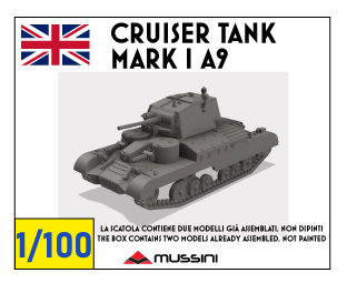 Cruiser Tank Mark I A9 1:100 - Resin-Bausatz für 15-mm-Wargaming (2 Stück)