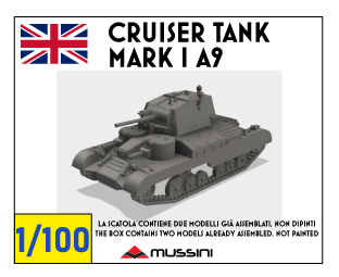 Cruiser tank Mark I A9 - scala 1/100 - 2 items