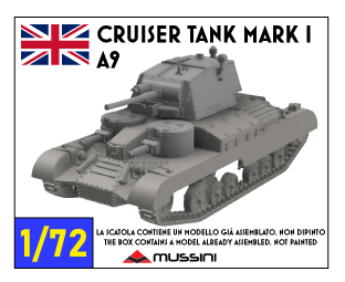 Cruiser Tank Mark I A9 1:72 - Britischer Resin-Bausatz aus dem 3D-Drucker