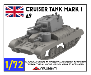Cruiser tank Mark I A9 - scala 1/72 - 1 item