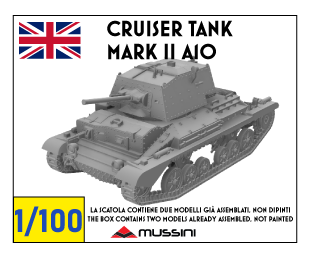 Cruiser Tank Mark II A10 1:100 - 15-mm-Wargaming-Bausatz aus Resin (2 Stück)