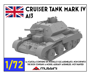 Cruiser Tank Mark IV A13 1:72 - Britischer Resin-Bausatz aus dem 3D-Drucker