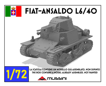 Fiat-Ansaldo L6/40 1:72 - Bausatz italienischer Panzer, Resin aus dem 3D-Druck