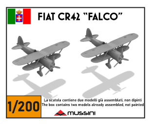 Fiat CR.42 Falco 1:200 - Resin-Flugzeugbausatz (2 Stück)