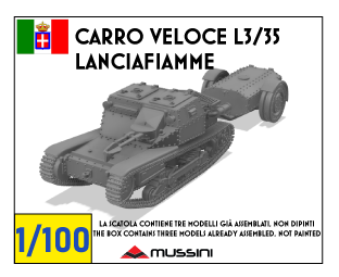 Carro Veloce L3/35 Lanciafiamme 1/100 - Kit wargame 15 mm en résine (3 pièces)