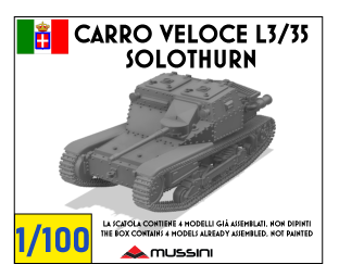 Carro Veloce L3/35 Solothurn 1/100 - Kit wargame 15 mm en résine (4 pièces)