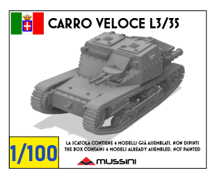 Carro Veloce L3/35 1/100 - Kit wargame italien 15 mm en résine (4 pièces)