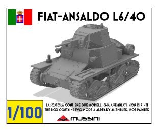 Fiat-Ansaldo L6/40 1/100 - Kit wargame italien 15 mm en résine (2 pièces)