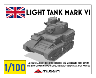 Light Tank Vickers Mark VI 1:100 - Resin-Bausatz für 15-mm-Wargaming (2 Stück)