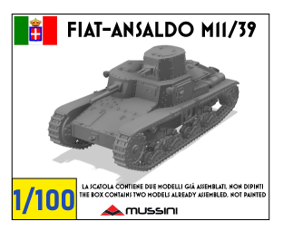 Carro medio Fiat-Ansaldo M11/39 - scala 1/100 - 2 items