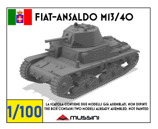 Fiat-Ansaldo M13/40 1/100 - Kit wargame italien 15 mm en résine (2 pièces)