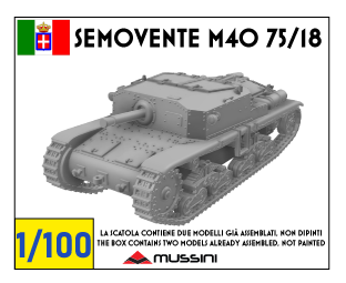 Semovente Fiat-Ansaldo M40 75/18 - scala 1/100 - 2 items