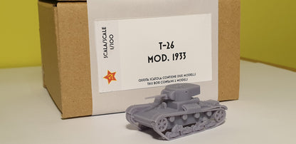 T-26 Modell 1933 1:100 - Sowjetischer Resin-Bausatz für 15-mm-Wargaming (2 Stück)
