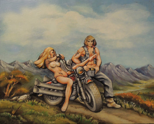 Easy Rider - Von Hand gegossenes Keramik-Flachrelief zum Bemalen