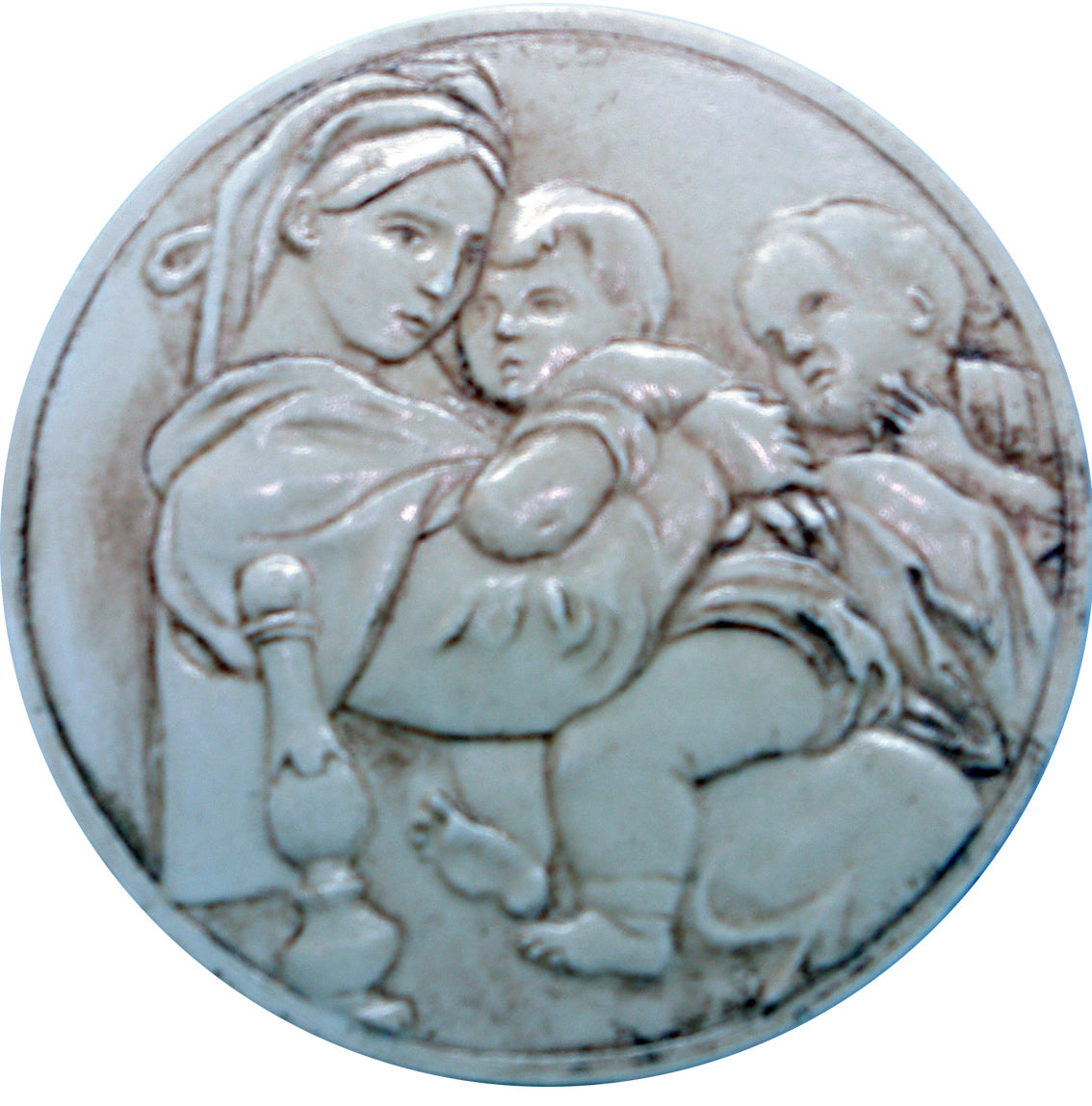 Madonna della Seggiola - Von Hand gegossenes Keramik-Flachrelief zum Bemalen