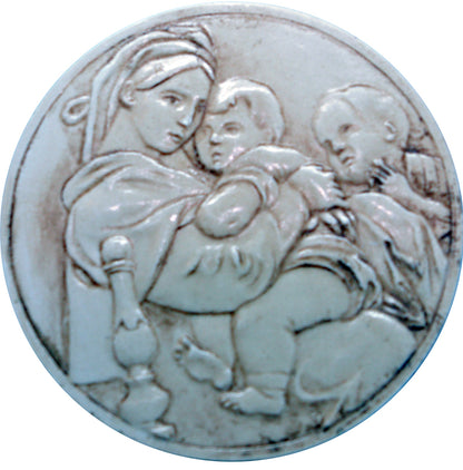 Madonna della Seggiola - Von Hand gegossenes Keramik-Flachrelief zum Bemalen