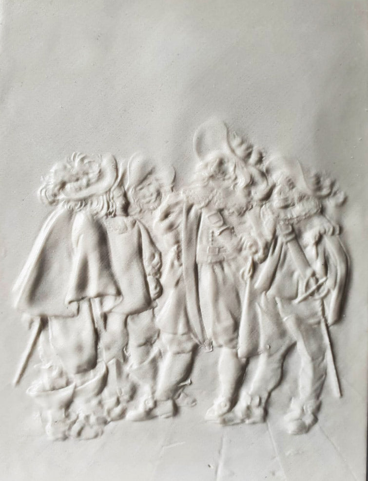 Musketiere - Flachrelief aus Keramik, von Hand gegossen, zum Bemalen